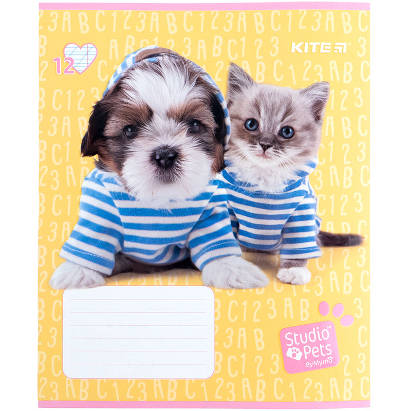 Зошит шкільний Kite Studio Pets SP24-235, 12 аркушів, коса лінія