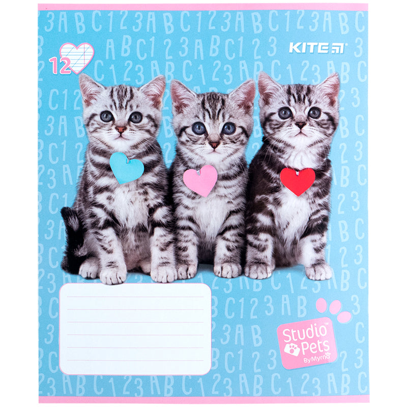 Зошит шкільний Kite Studio Pets SP24-235, 12 аркушів, коса лінія
