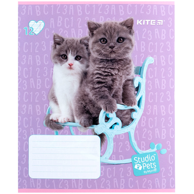 Зошит шкільний Kite Studio Pets SP24-235, 12 аркушів, коса лінія