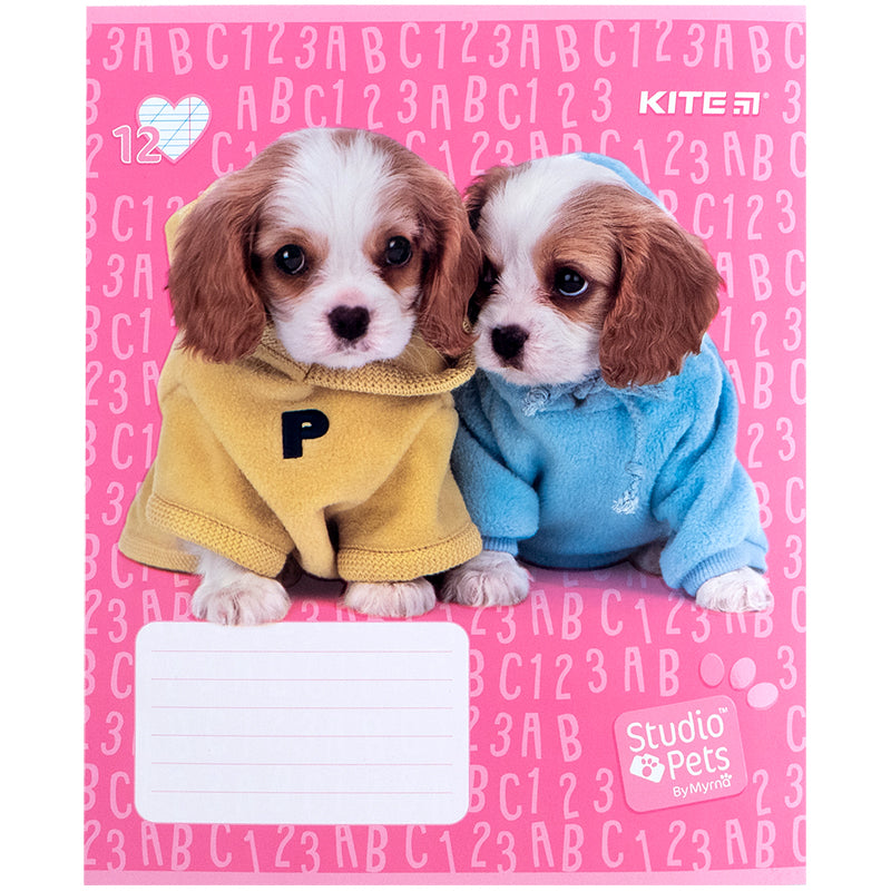 Зошит шкільний Kite Studio Pets SP24-235, 12 аркушів, коса лінія