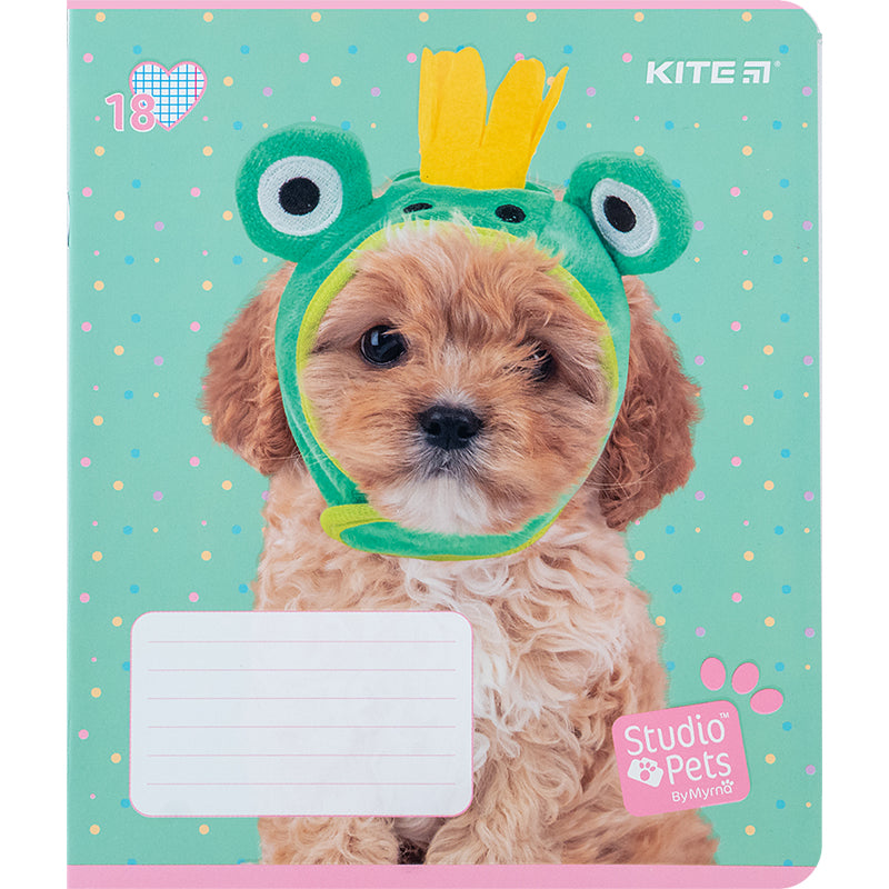 Тетрадь школьная Kite Studio Pets SP24-236, 18 листов, клетка