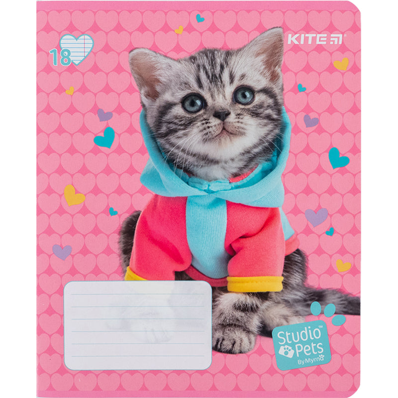Тетрадь школьная Kite Studio Pets SP24-237, 18 листов, в линию