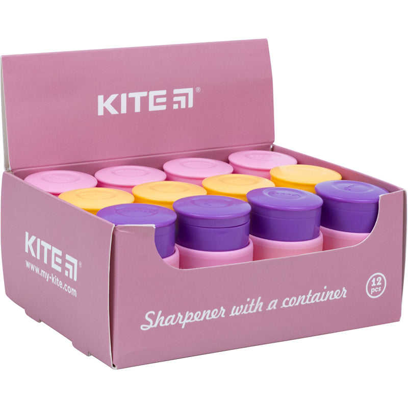 Точилка с контейнером Kite Sunset K21-368, ассорти