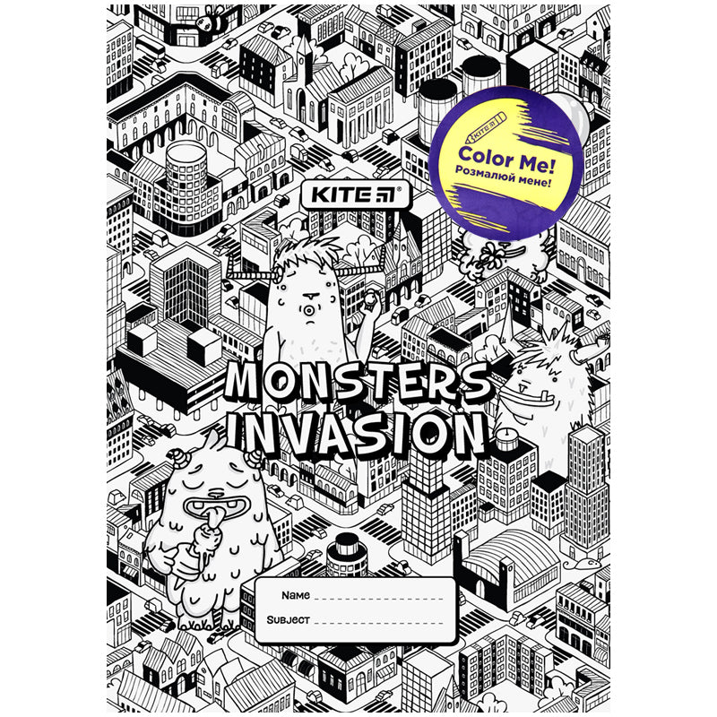 Обложка-раскраска для книг Kite Invasion K22-310-02, А4+, PVC