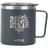Термокружка Kite K22-379-01-1, 400 мл, графіт Never give up