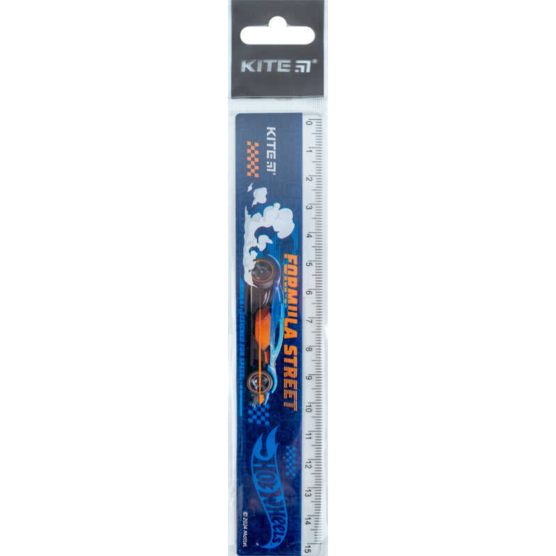 Линейка пластиковая Kite Hot Wheels HW24-090, 15 см 