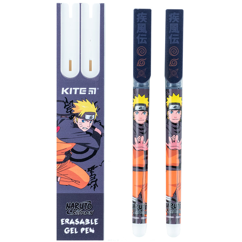 Ручка гелева "пиши-стирай" Kite Naruto NR24-069, синя, 2 шт. у пеналі