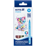 Фломастери з блискітками Kite Creative K-1148, 6 кольорів, пастель