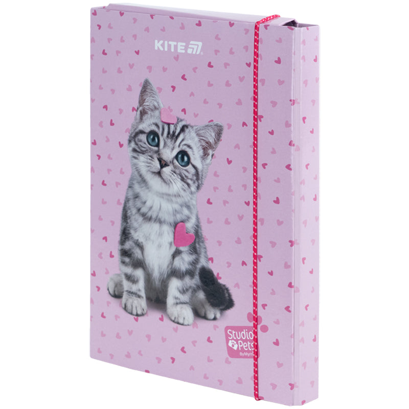 小物 Katie PINKBOOK Папка для тетрадей на резинке Kite Studio Pets SP25-210, картон