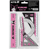 Набір: лінійка 15 см, 2 косинця, транспортир Kite Kuromi HK25-282