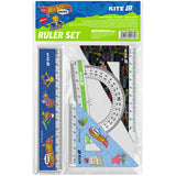 Набір: лінійка 15 см, 2 косинця, транспортир Kite Hot Wheels HW25-282