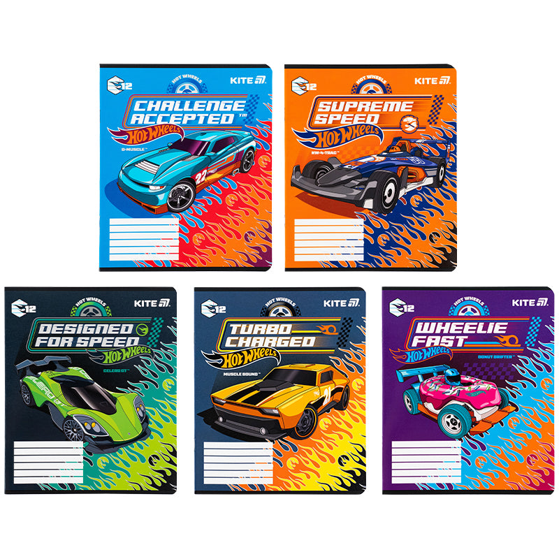 Зошит шкільний Kite Hot Wheels HW25-234, 12 аркушів, лінія- купити