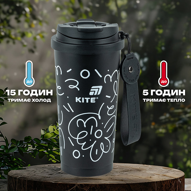 Термокружка Kite K25-1226-1, 550 мл, черная