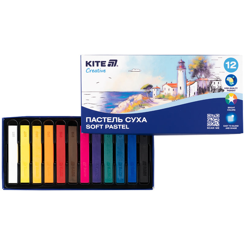 Пастель суха Kite Creative K-071, 12 кольорів