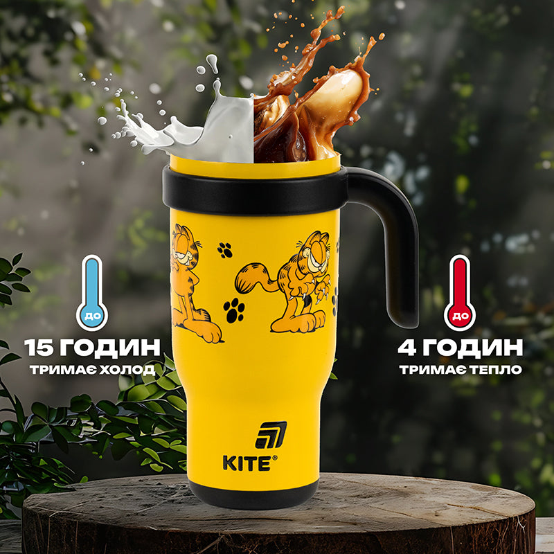 Термокружка с трубочкой  Kite Garfield GF25-1266, 530мл
