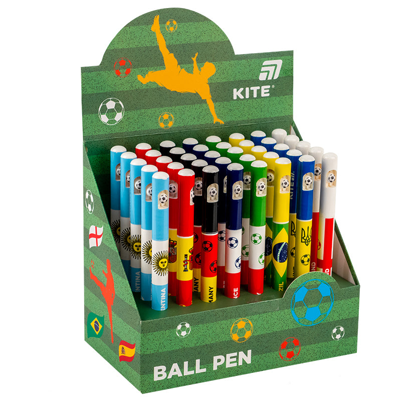 Ручка кулькова автоматична Football nations K25-029, синя