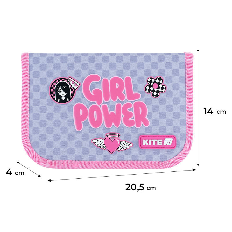 Пенал без наполнения Kite Girl's Power K26-621-5, 1 отделение, 1 отворот