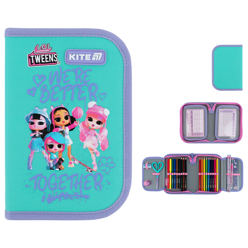 Пенал с наполнением Kite  LOL LO26-622H, 1 отделение, 2 отворот