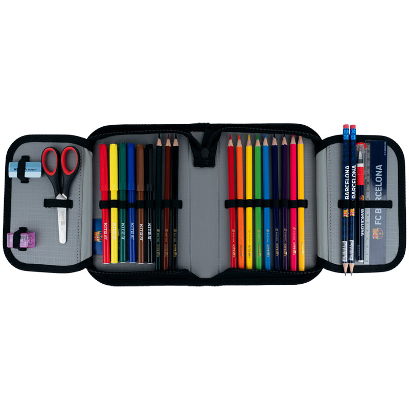 Пенал з наповненням Kite FC Barcelona BC26-622H, 1 відділення, 2 відвороти