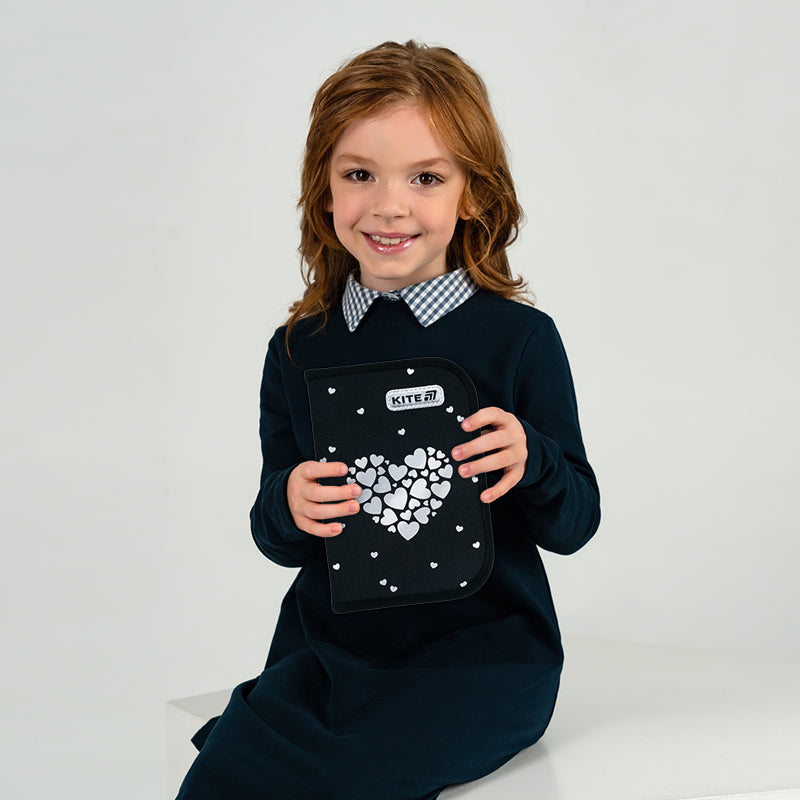 Пенал с наполнением Kite  Black&Silver K26-622H-5, 1 отделение, 2 отворот