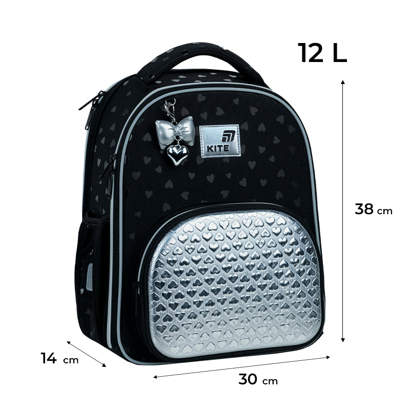 Рюкзак шкільний каркасний Kite Education Black&Silver K26-556M-2