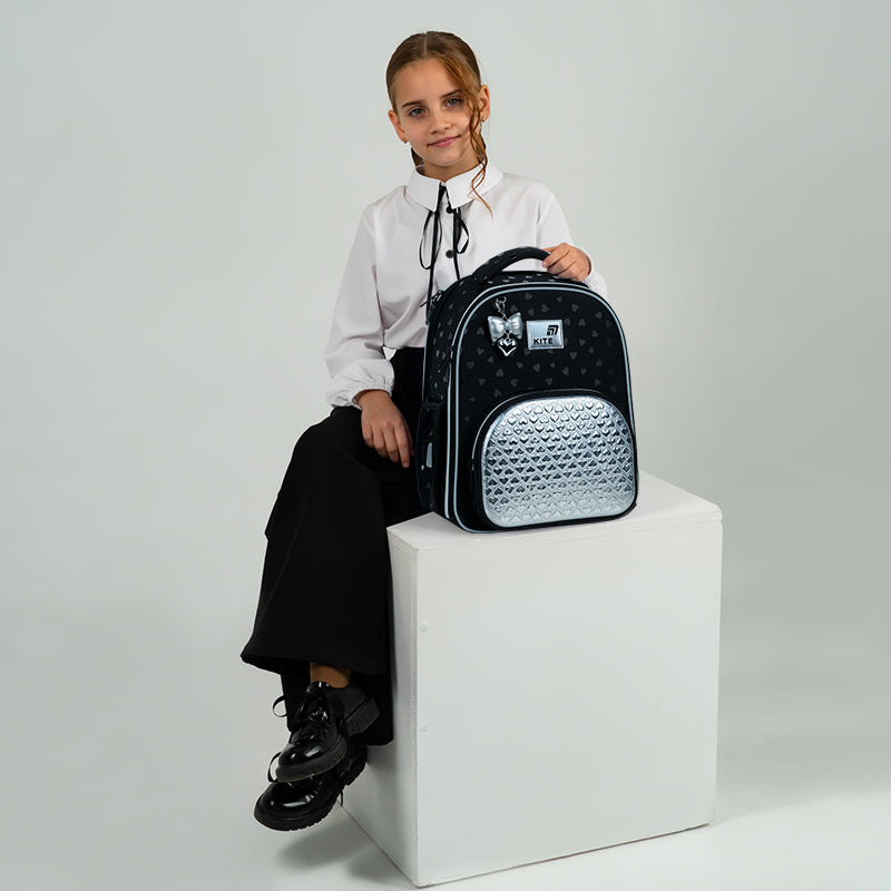 Рюкзак шкільний каркасний Kite Education Black&Silver K26-556M-2