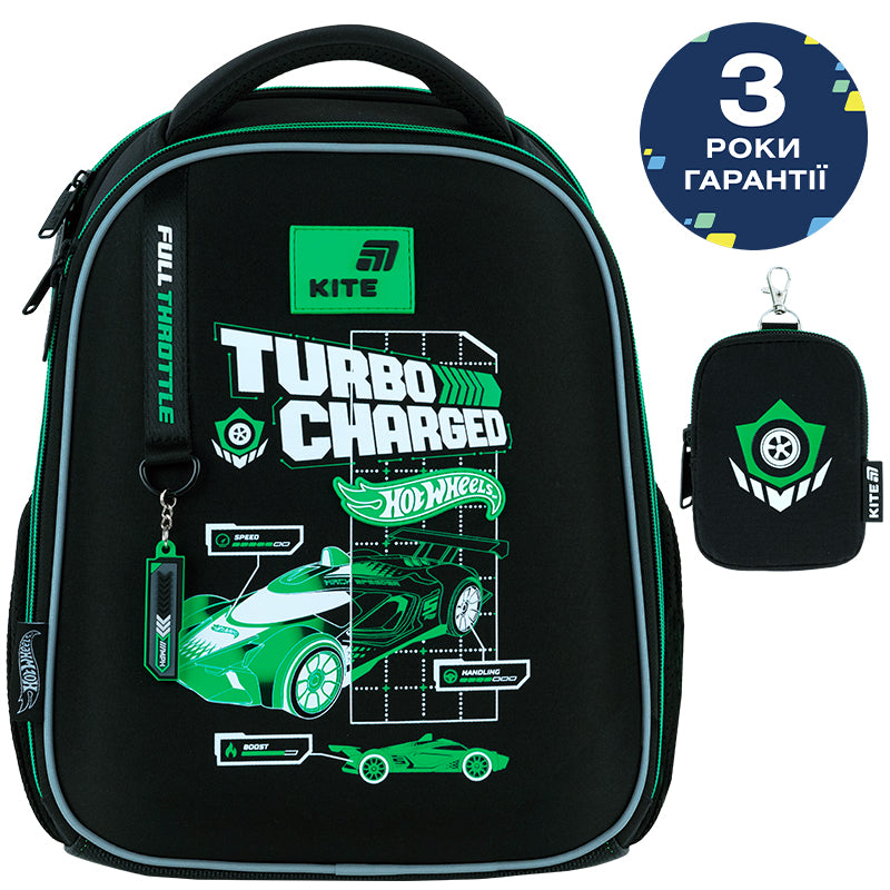 Шкільний набір Kite Education Hot Wheels SET_HW26-555S (рюкзак, пенал, сумка)