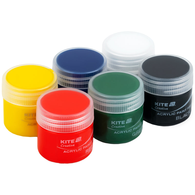 Фарби акрилові для тканини Kite Creative K-277 , 6 кольорів, 20 мл