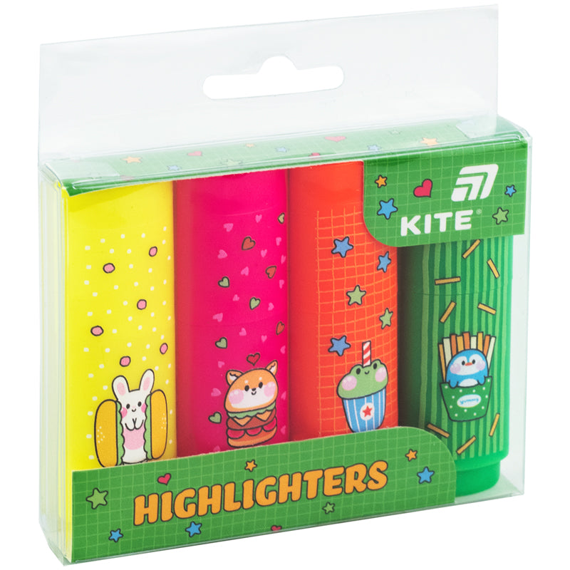 Маркер Highlighter Kite K26-445-1, набір 4-х, неон