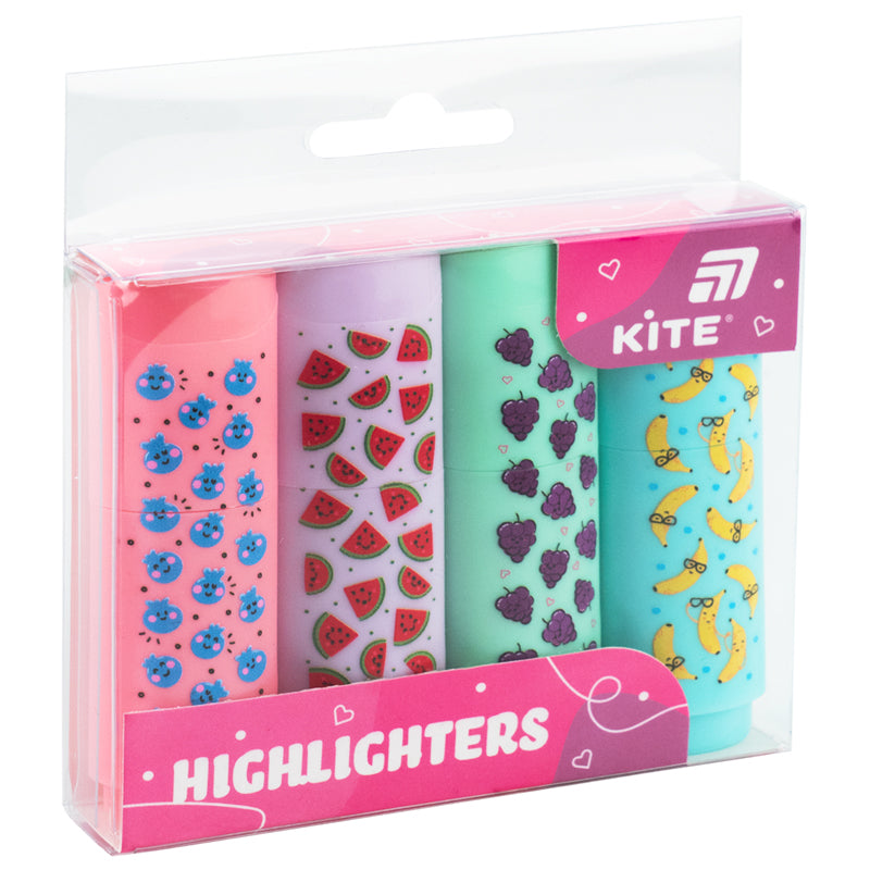 Маркер Highlighter Kite K26-445-2, набір 4-х, пастель