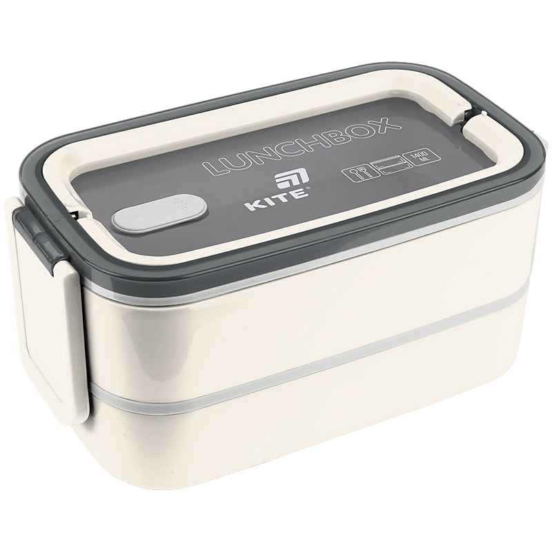 Ланчбокс подвійний з наповненням Kite K26-183-2, 1400 мл, бежевий