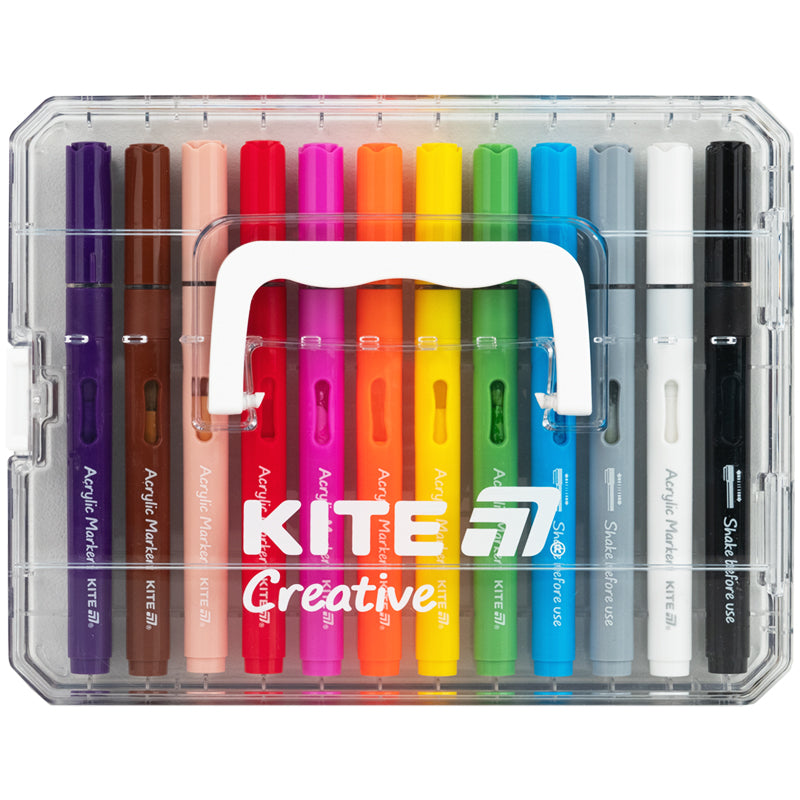 Маркери акрилові з рідкими чорнилами Kite Creative K-1161, 12 кольорів