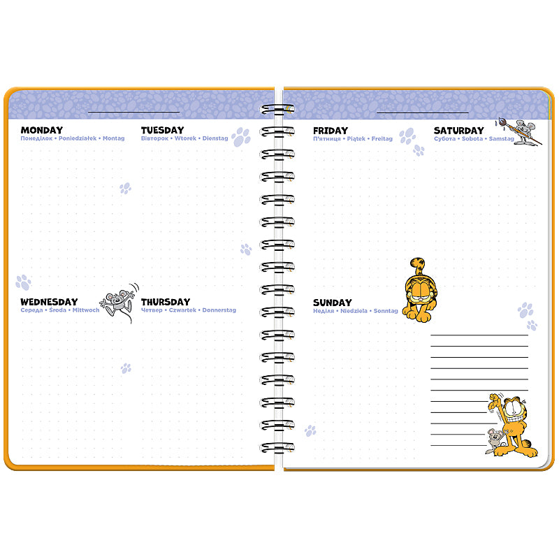 Щоденник на спіралі Kite Garfield GF26-438, тверда обкладинка