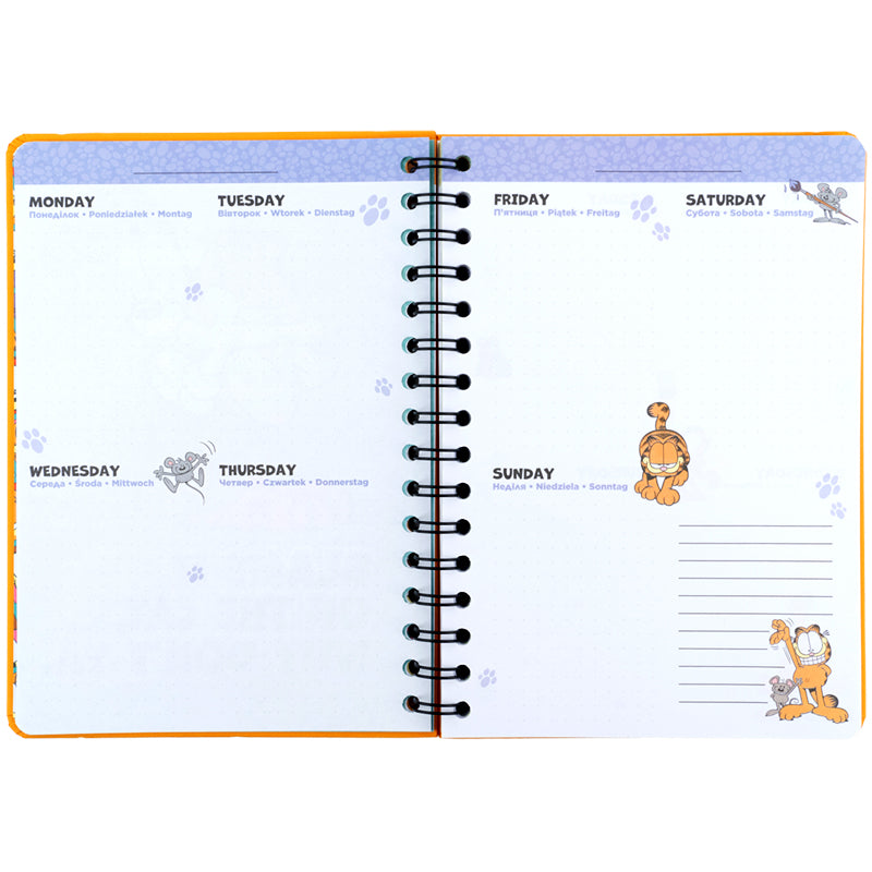 Щоденник на спіралі Kite Garfield GF26-438, тверда обкладинка
