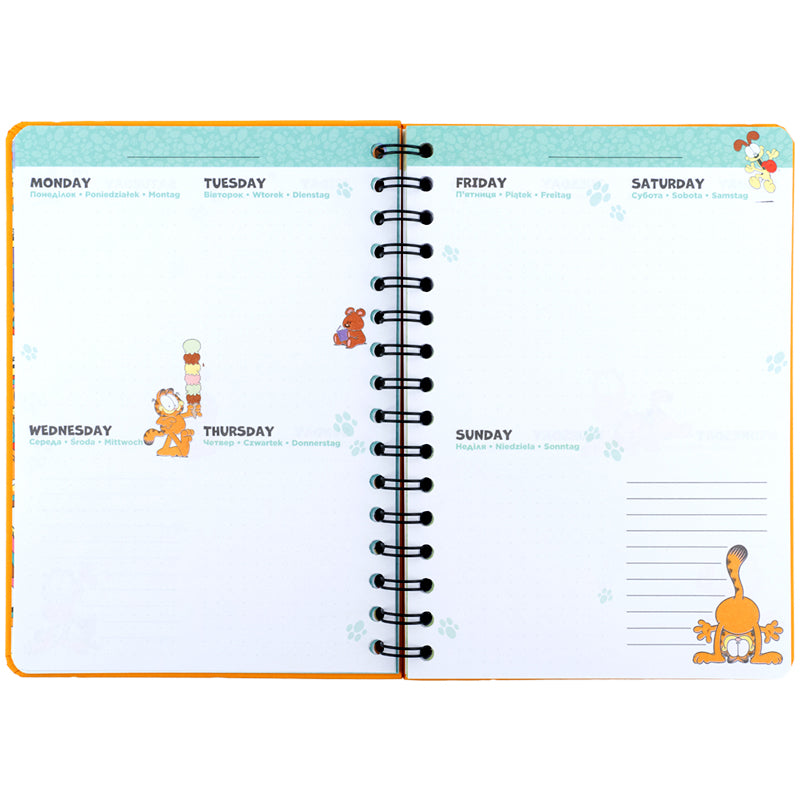 Щоденник на спіралі Kite Garfield GF26-438, тверда обкладинка