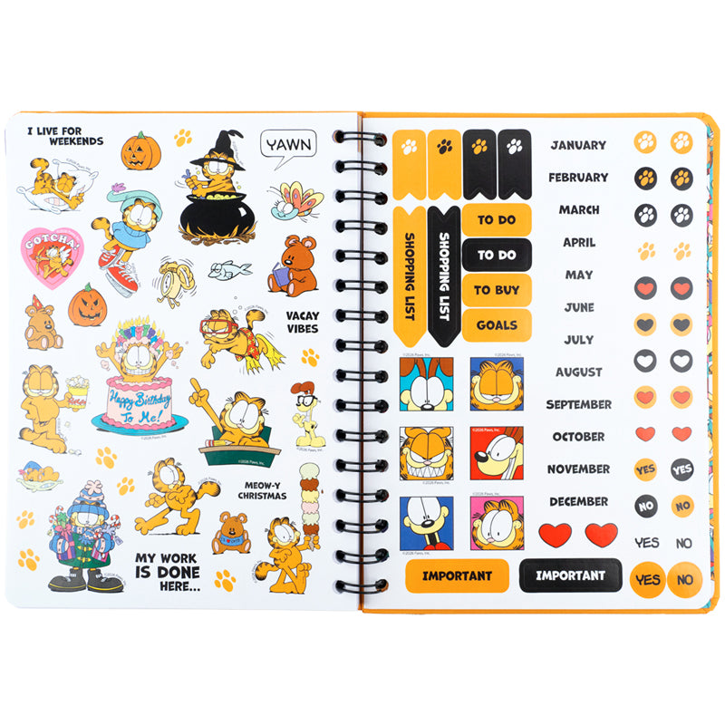 Щоденник на спіралі Kite Garfield GF26-438, тверда обкладинка