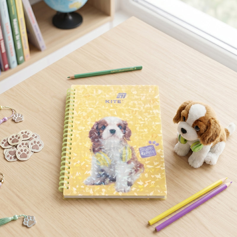 Блокнот на спирали Studio Pets SP26-277, А5, 80 листов, клетка, пластиковая обложка