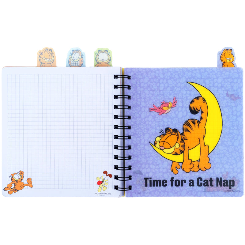 Блокнот с разделителями на спирали Garfield GF26-278, 80 листов, клетка, пластиковая обложка
