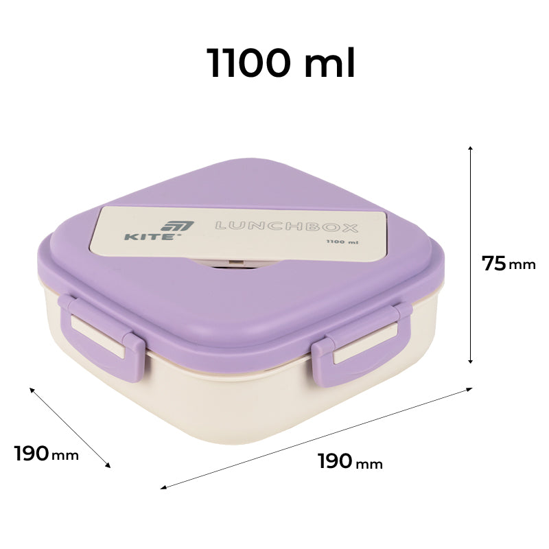 Ланчбокс с разделителем Kite K26-186-3, 1100 мл, фиолетово-бежевый