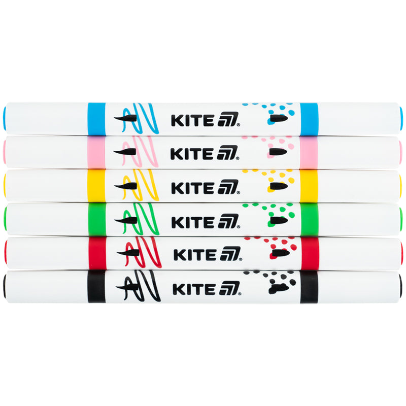 Маркери акрилові двосторонні Kite Creative K-1293, 6 кольорів