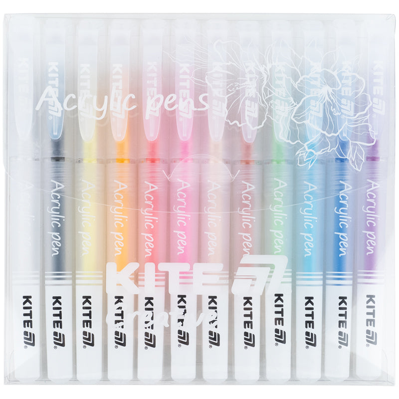 Ручки акрилові Kite Creative K-1295, набір 12шт