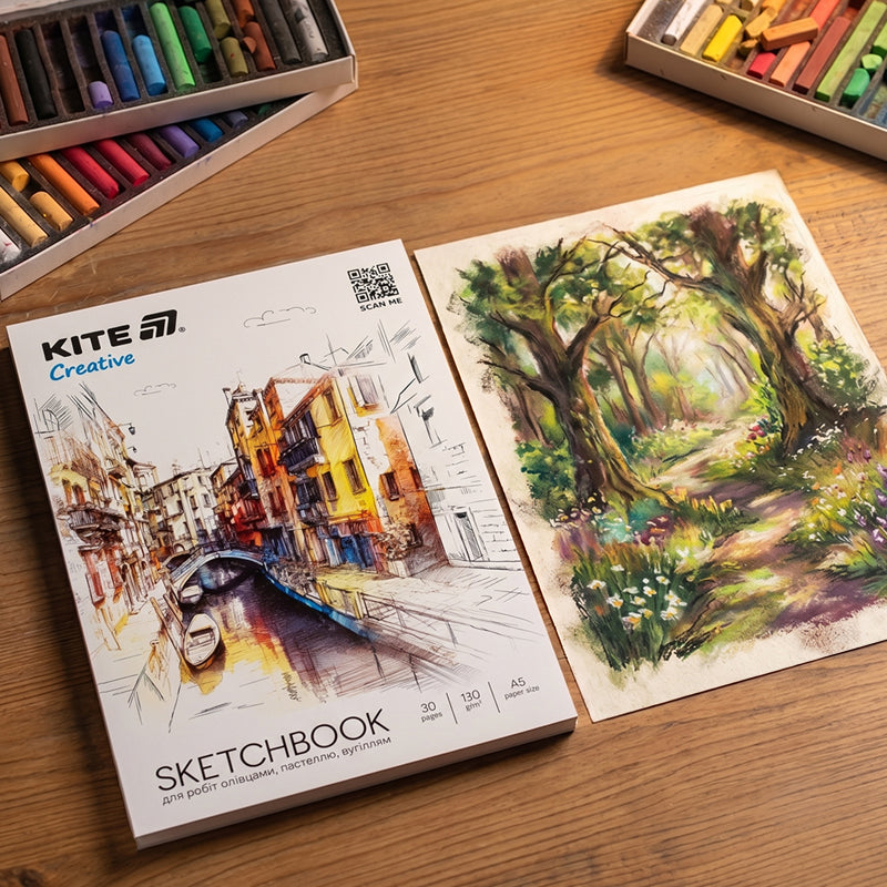 Скетчбук для робіт олівцями Kite Creative K-1277, А5, 30 аркушів