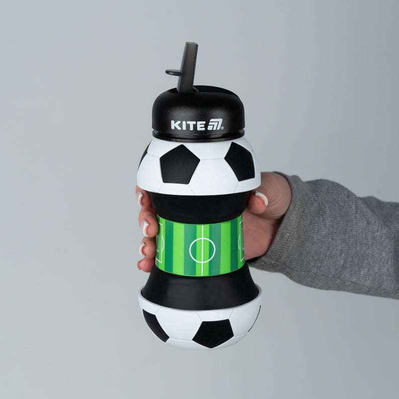 Силиконовая бутылка для воды Kite K26-1272-1, 550 мл, черно-белая