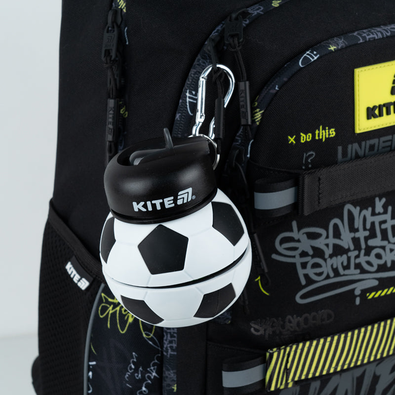 Силиконовая бутылка для воды Kite K26-1272-1, 550 мл, черно-белая