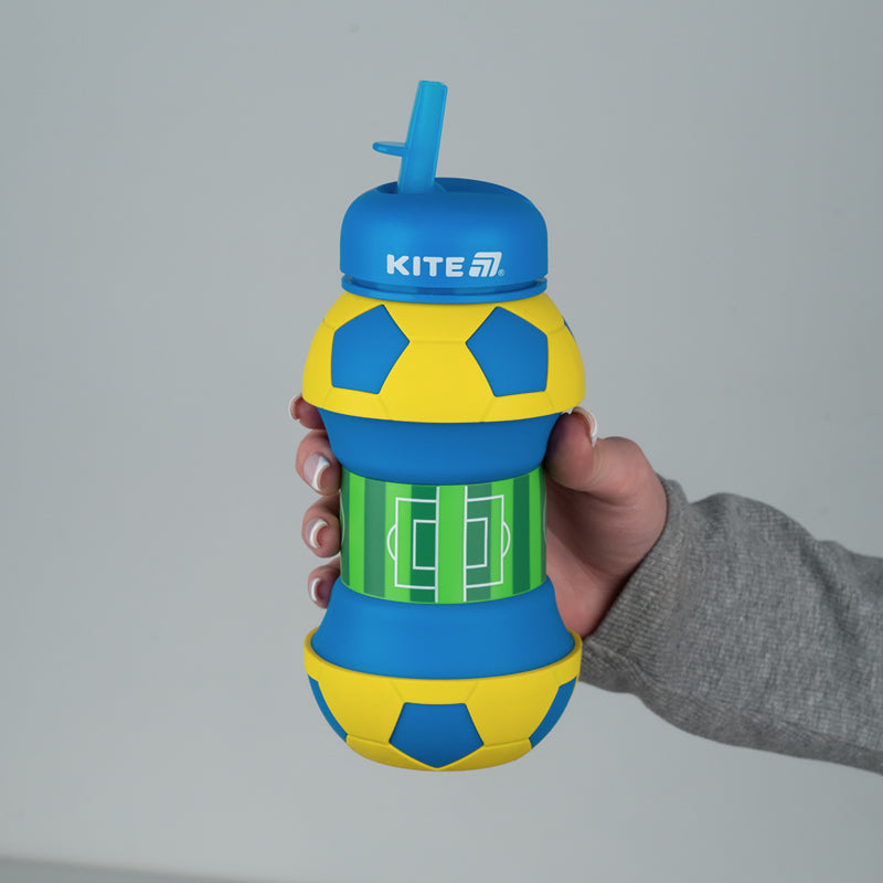 Силиконовая бутылка для воды Kite K26-1272-2, 550 мл, сине-желтая