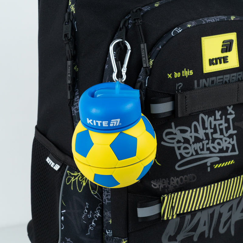 Силиконовая бутылка для воды Kite K26-1272-2, 550 мл, сине-желтая