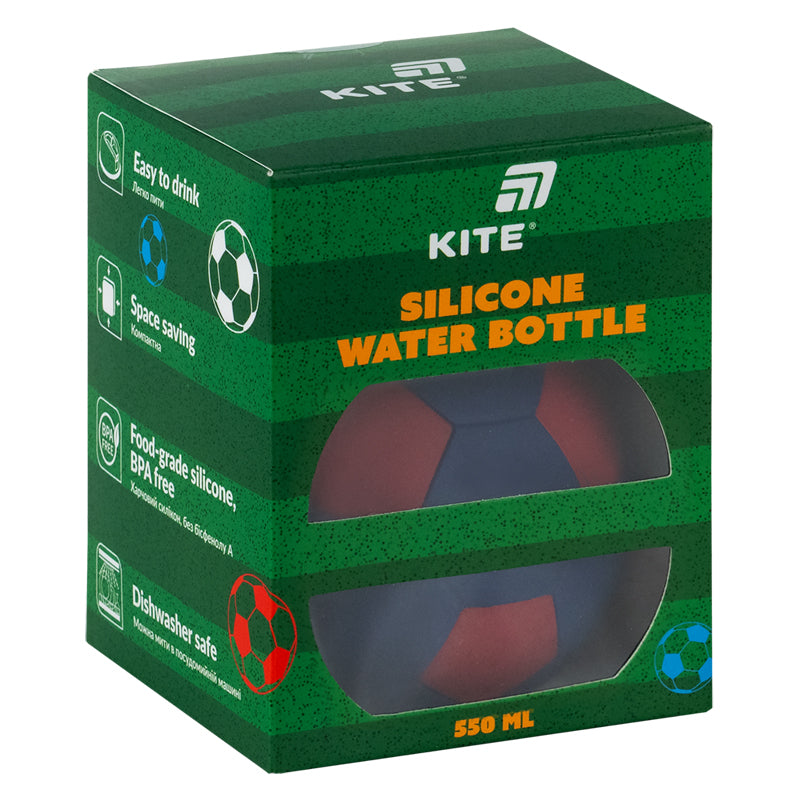 Силиконовая бутылка для воды Kite K26-1272-3, 550 мл, красно-синяя