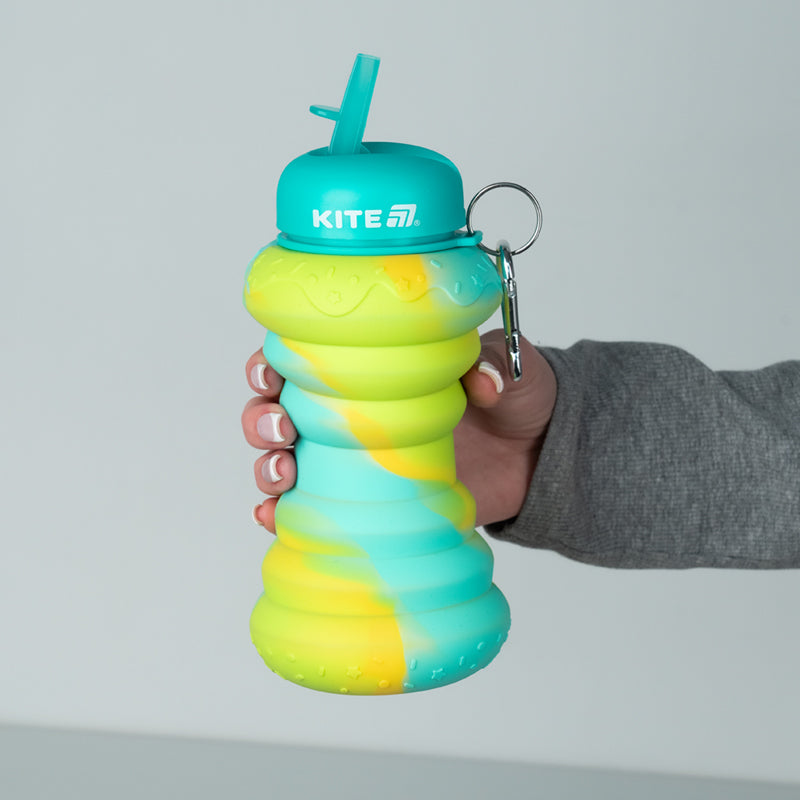 Силиконовая бутылка для воды Kite K26-1271-1, 600 мл, бирюзовая