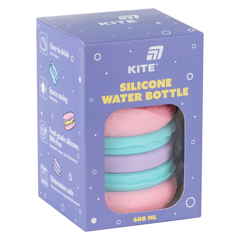 Силиконовая бутылка для воды Kite K26-1271-2, 600 мл, розовая