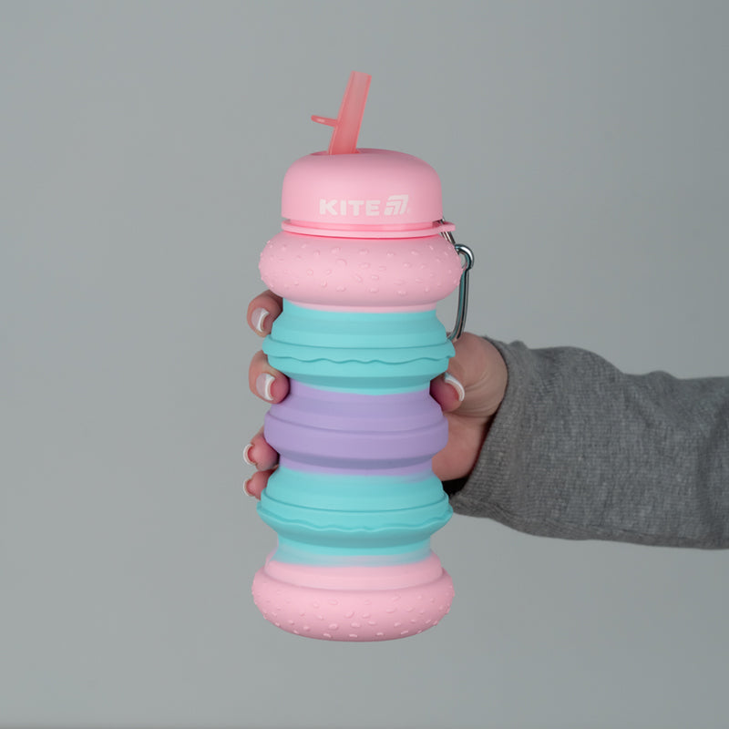 Силиконовая бутылка для воды Kite K26-1271-2, 600 мл, розовая